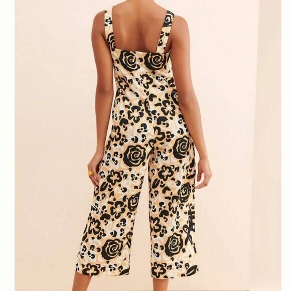 NWT free people yellow floral jumpsuit pant suit pocket boho - Picture 2 of 11